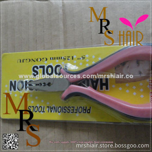Extensions plier hair accessories, pink stainless steel bent flat plier for micro ring loop hair
